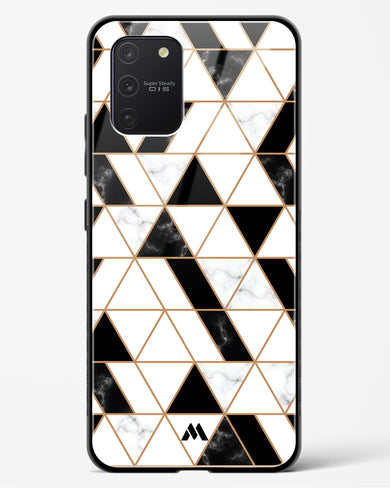 Black on White Patchwork Marble Glass Case Phone Cover-(Samsung)