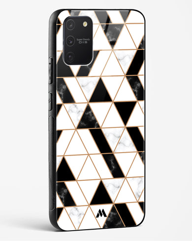 Black on White Patchwork Marble Glass Case Phone Cover-(Samsung)