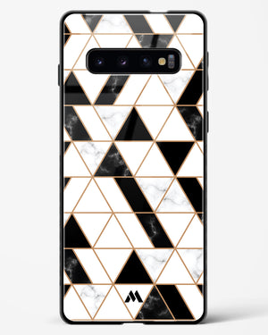 Black on White Patchwork Marble Glass Case Phone Cover (Samsung)