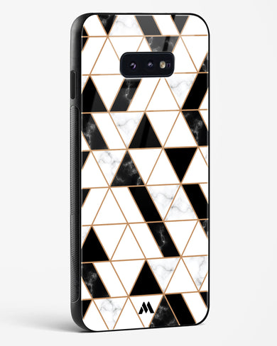 Black on White Patchwork Marble Glass Case Phone Cover-(Samsung)