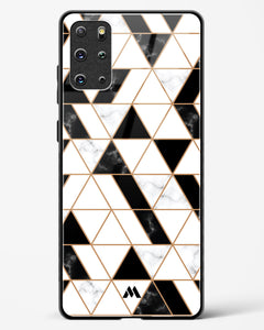 Black on White Patchwork Marble Glass Case Phone Cover (Samsung)