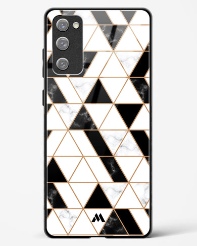 Black on White Patchwork Marble Glass Case Phone Cover-(Samsung)