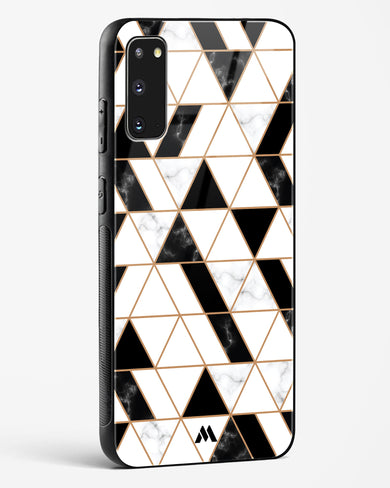 Black on White Patchwork Marble Glass Case Phone Cover-(Samsung)