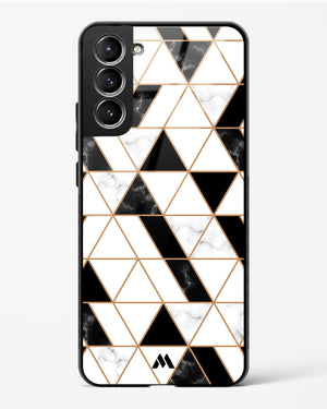 Black on White Patchwork Marble Glass Case Phone Cover (Samsung)