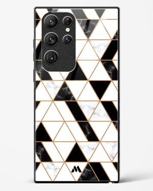 Black on White Patchwork Marble Glass Case Phone Cover (Samsung)