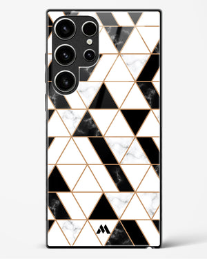 Black on White Patchwork Marble Glass Case Phone Cover (Samsung)