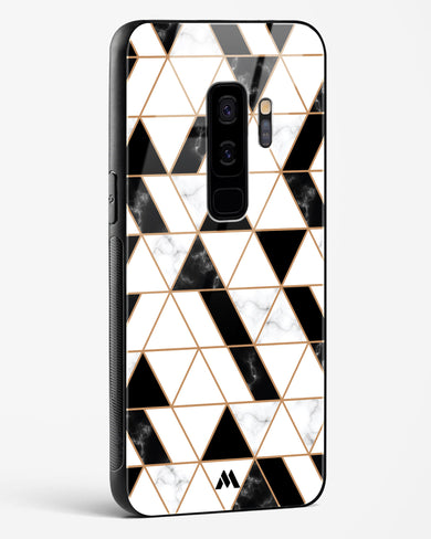 Black on White Patchwork Marble Glass Case Phone Cover-(Samsung)