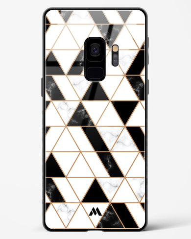 Black on White Patchwork Marble Glass Case Phone Cover-(Samsung)