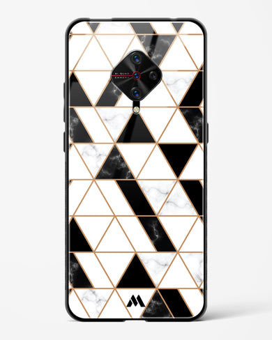 Black on White Patchwork Marble Glass Case Phone Cover-(Vivo)