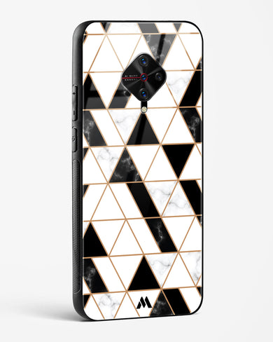 Black on White Patchwork Marble Glass Case Phone Cover-(Vivo)