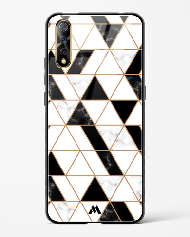 Black on White Patchwork Marble Glass Case Phone Cover (Vivo)
