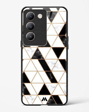 Black on White Patchwork Marble Glass Case Phone Cover (Vivo)
