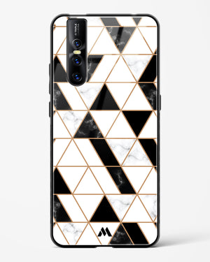 Black on White Patchwork Marble Glass Case Phone Cover (Vivo)