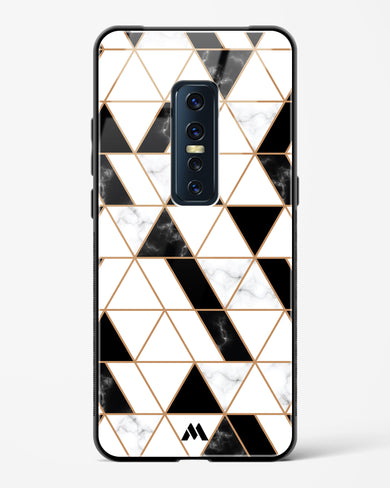 Black on White Patchwork Marble Glass Case Phone Cover-(Vivo)