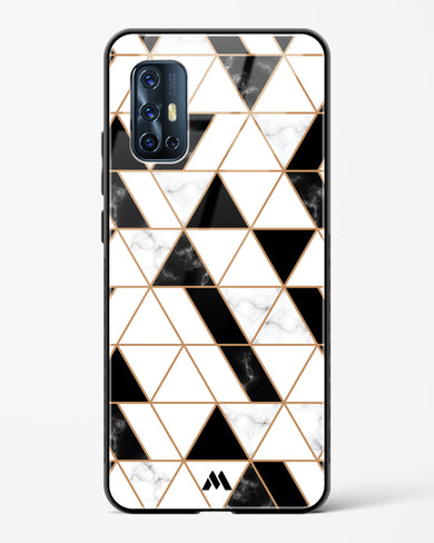 Black on White Patchwork Marble Glass Case Phone Cover (Vivo)