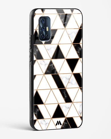 Black on White Patchwork Marble Glass Case Phone Cover (Vivo)