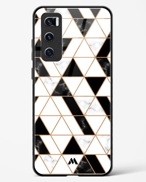 Black on White Patchwork Marble Glass Case Phone Cover (Vivo)