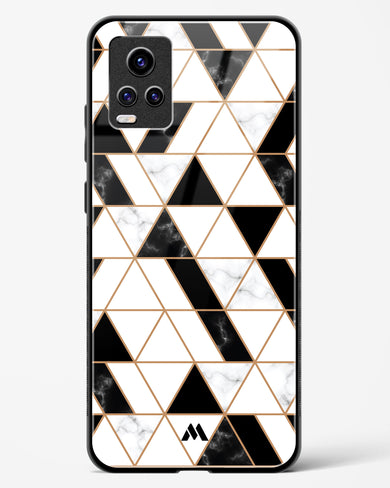 Black on White Patchwork Marble Glass Case Phone Cover-(Vivo)