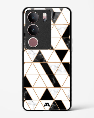 Black on White Patchwork Marble Glass Case Phone Cover (Vivo)