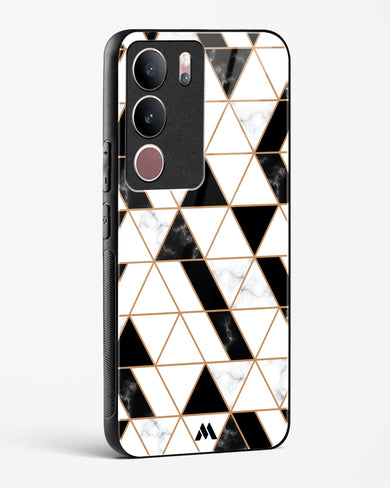Black on White Patchwork Marble Glass Case Phone Cover (Vivo)