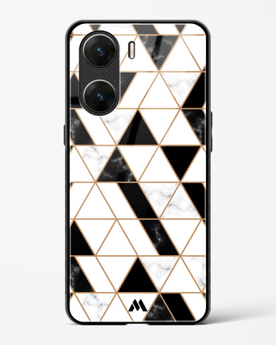 Black on White Patchwork Marble Glass Case Phone Cover-(Vivo)