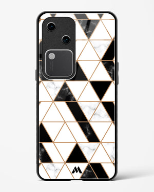Black on White Patchwork Marble Glass Case Phone Cover (Vivo)