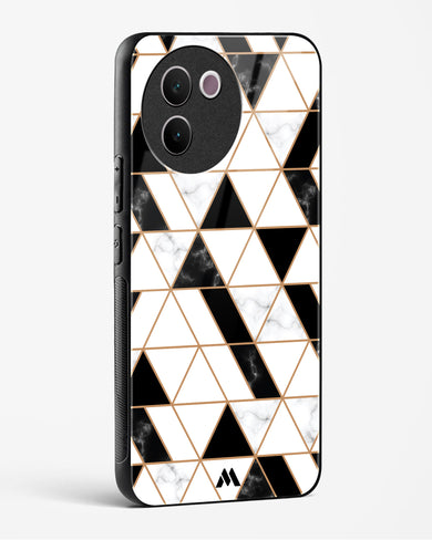 Black on White Patchwork Marble Glass Case Phone Cover (Vivo)