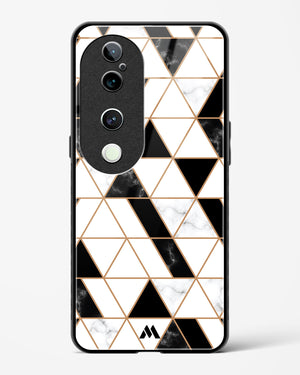 Black on White Patchwork Marble Glass Case Phone Cover (Vivo)