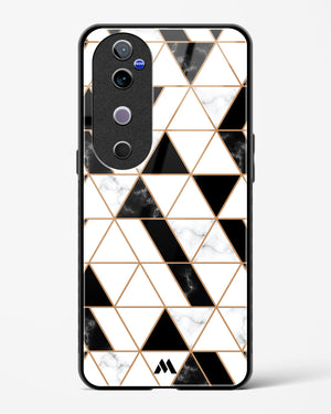 Black on White Patchwork Marble Glass Case Phone Cover (Vivo)