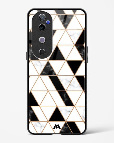 Black on White Patchwork Marble Glass Case Phone Cover (Vivo)