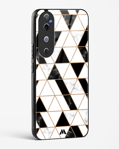 Black on White Patchwork Marble Glass Case Phone Cover (Vivo)