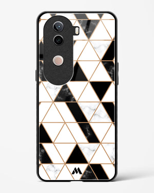 Black on White Patchwork Marble Glass Case Phone Cover (Vivo)