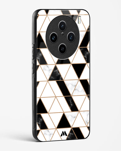 Black on White Patchwork Marble Glass Case Phone Cover (Vivo)