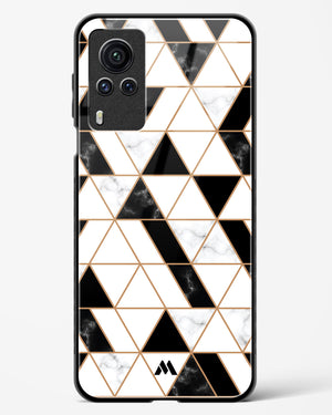 Black on White Patchwork Marble Glass Case Phone Cover (Vivo)