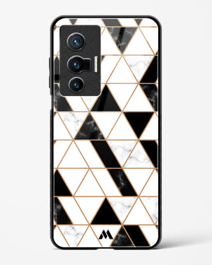 Black on White Patchwork Marble Glass Case Phone Cover (Vivo)