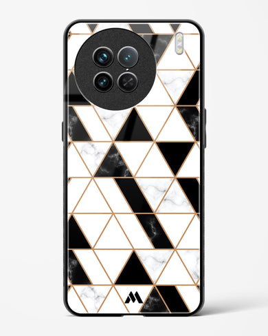 Black on White Patchwork Marble Glass Case Phone Cover-(Vivo)