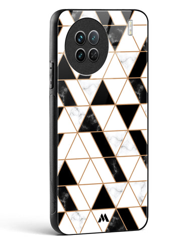 Black on White Patchwork Marble Glass Case Phone Cover-(Vivo)