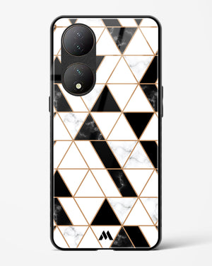 Black on White Patchwork Marble Glass Case Phone Cover (Vivo)