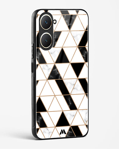 Black on White Patchwork Marble Glass Case Phone Cover (Vivo)