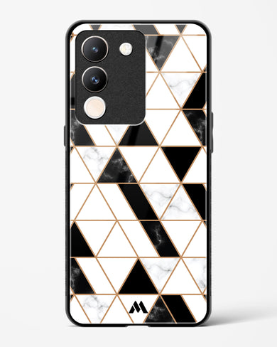 Black on White Patchwork Marble Glass Case Phone Cover (Vivo)