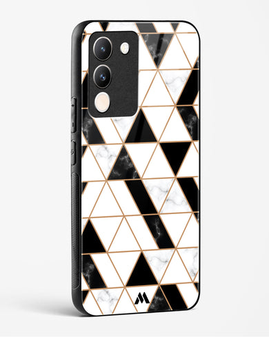 Black on White Patchwork Marble Glass Case Phone Cover (Vivo)