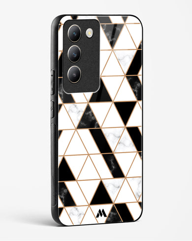 Black on White Patchwork Marble Glass Case Phone Cover (Vivo)