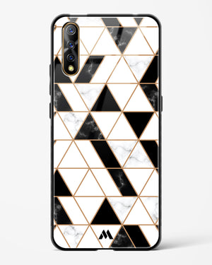 Black on White Patchwork Marble Glass Case Phone Cover-(Vivo)