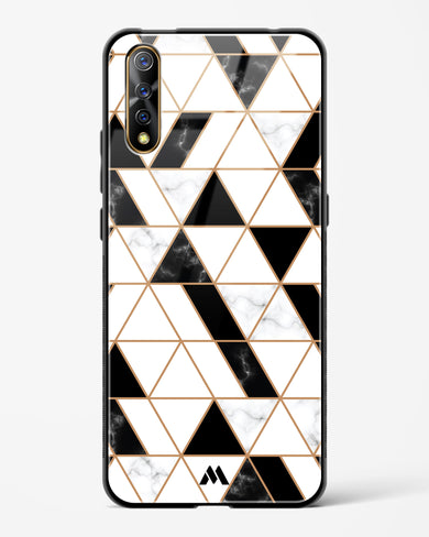 Black on White Patchwork Marble Glass Case Phone Cover-(Vivo)