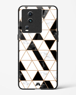 Black on White Patchwork Marble Glass Case Phone Cover (Vivo)