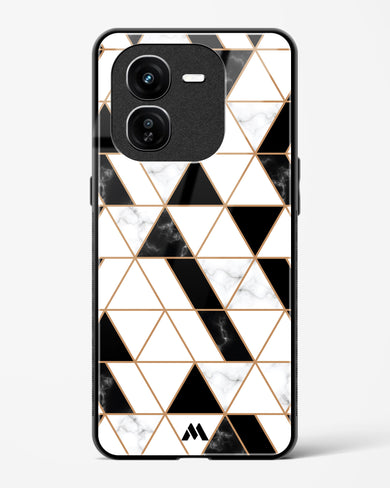 Black on White Patchwork Marble Glass Case Phone Cover (Vivo)