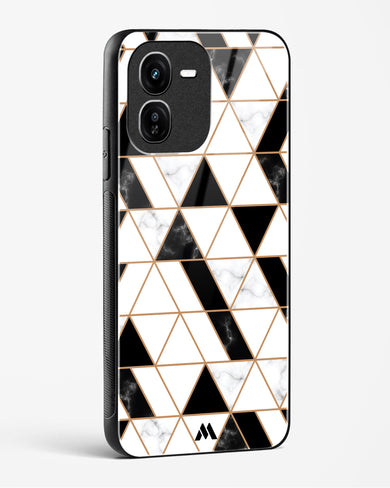 Black on White Patchwork Marble Glass Case Phone Cover (Vivo)