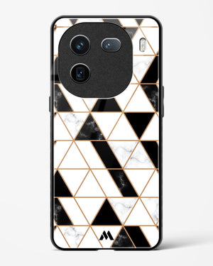 Black on White Patchwork Marble Glass Case Phone Cover-(Vivo)