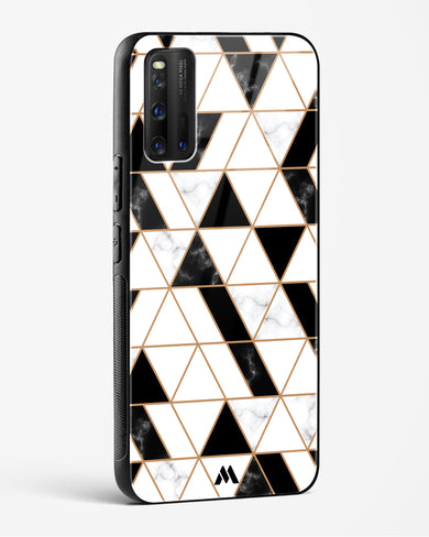 Black on White Patchwork Marble Glass Case Phone Cover (Vivo)