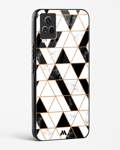 Black on White Patchwork Marble Glass Case Phone Cover-(Vivo)